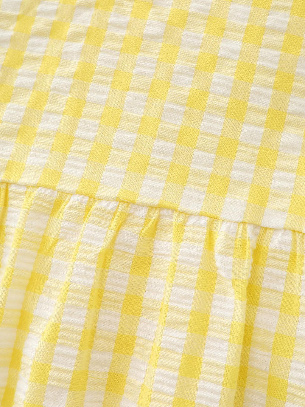 Cotton Gingham Print V-Neck Blouse