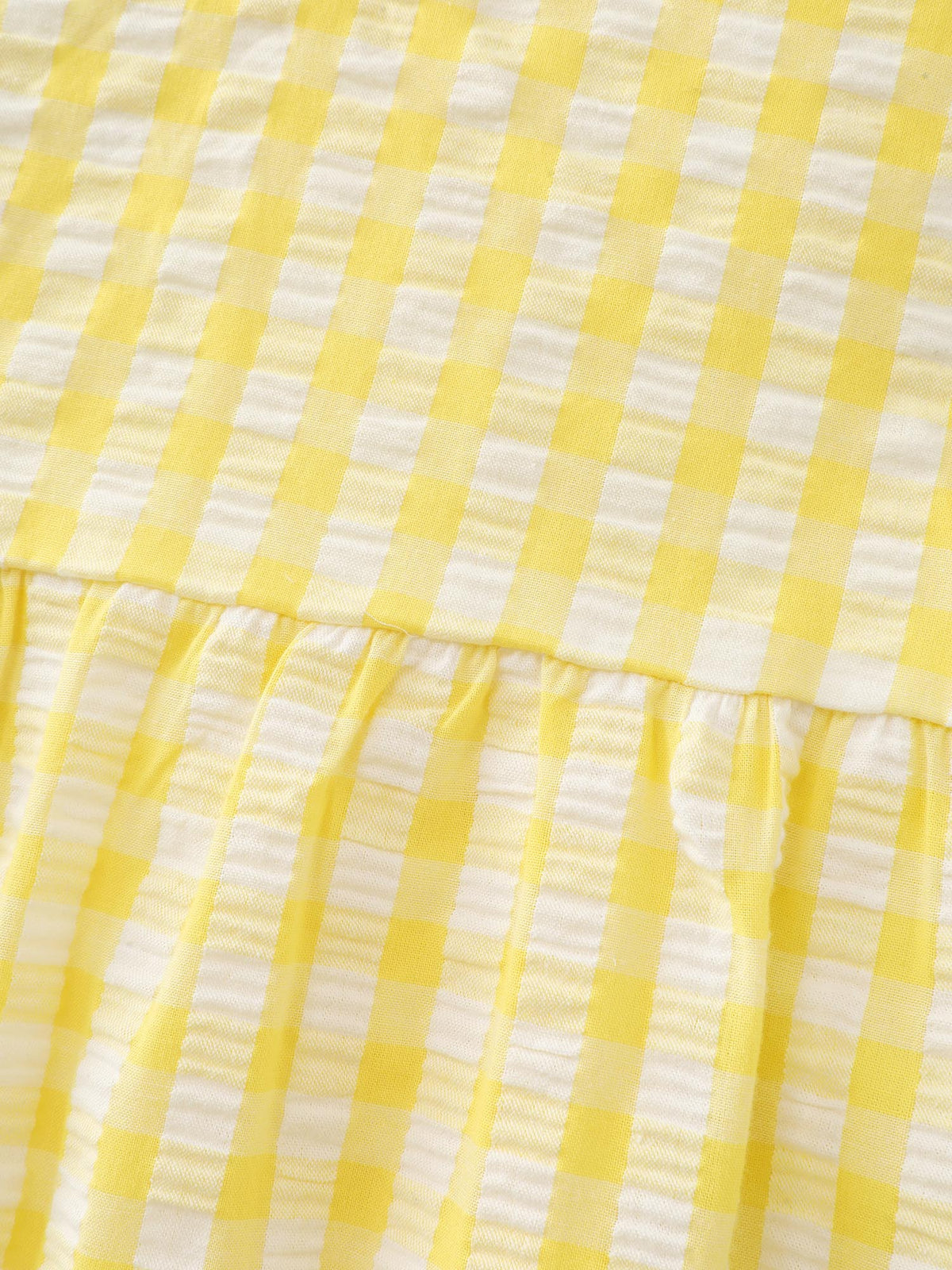 Cotton Gingham Print V-Neck Blouse