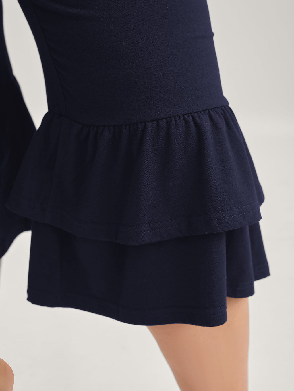 Layered Ruffled Flare Hem Capri Pants