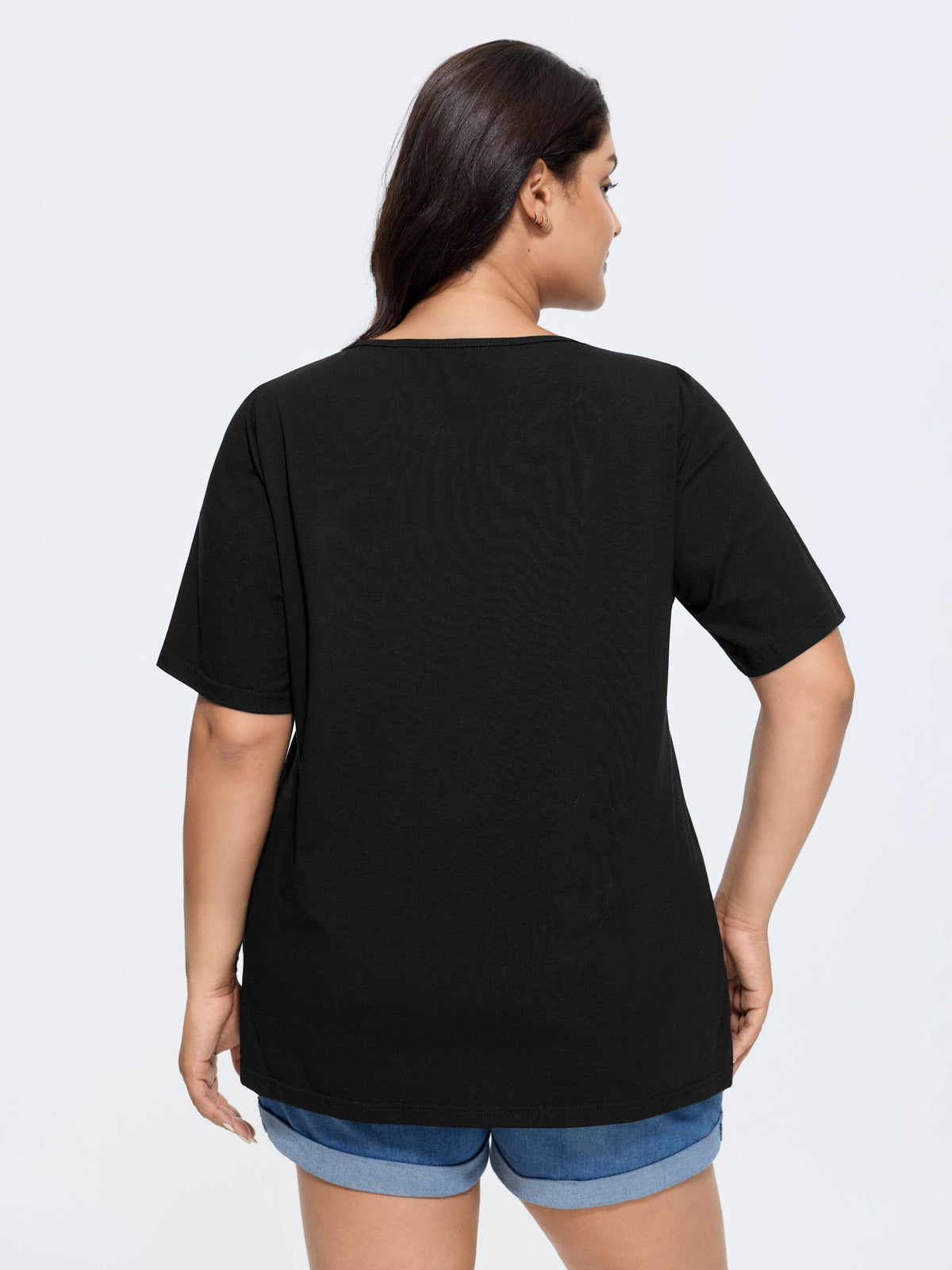 Cotton V Neck Plain Basic T-shirt