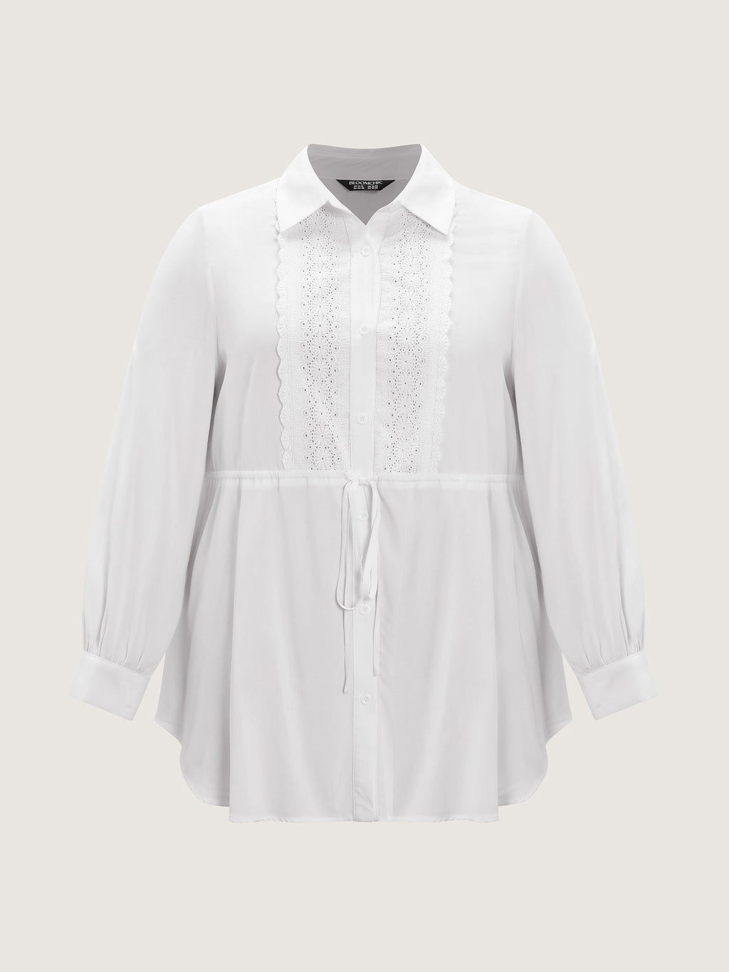 Lace Cut-Out Drawstring Waist Blouse