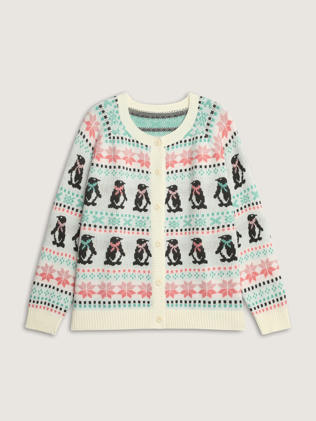 Supersoft Festive Penguin Pattern Jacquard Knit Cardigan