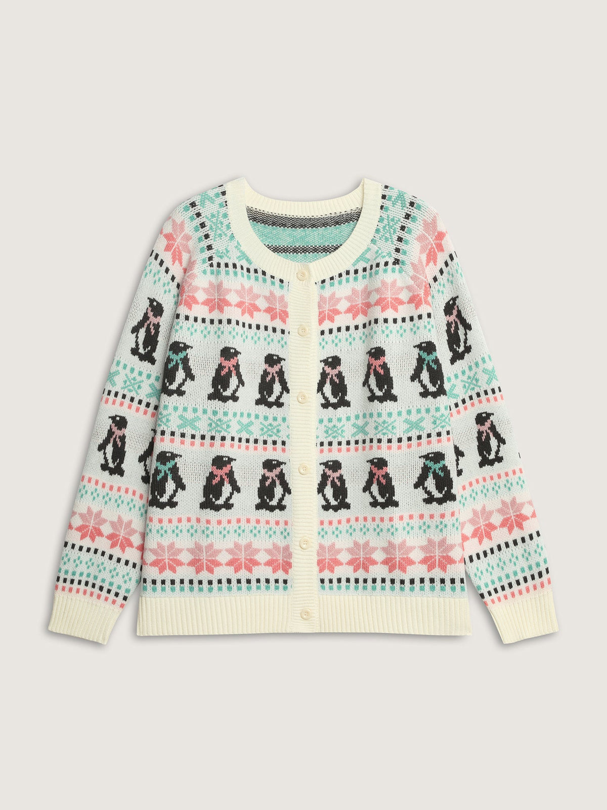 Supersoft Festive Penguin Pattern Jacquard Knit Cardigan