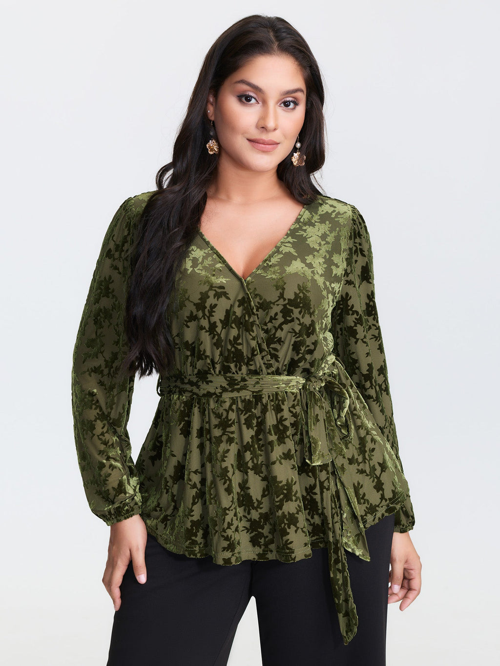 Velvet Laser Cut Side-Tie Blouse