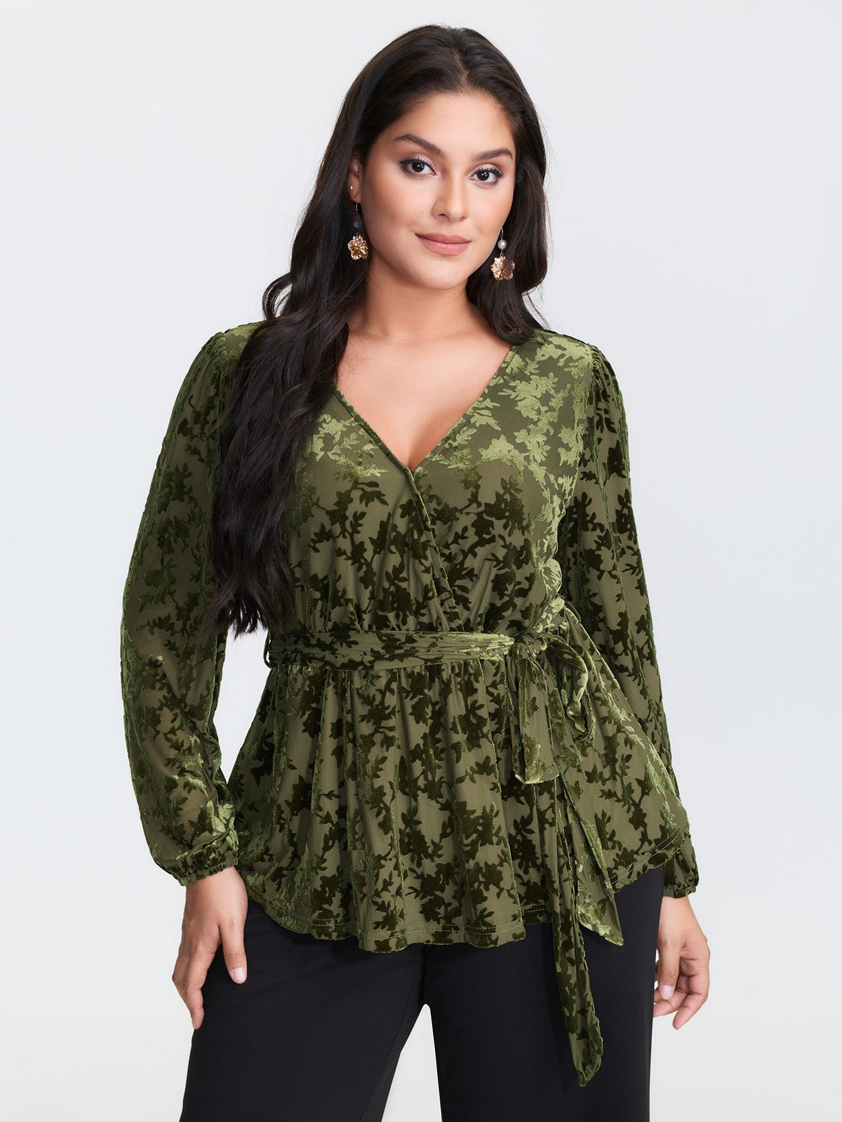 Velvet Laser Cut Side-Tie Blouse