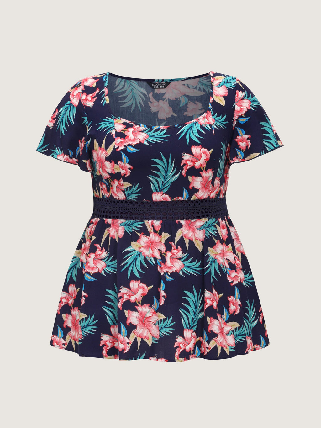 Floral Print Waist Patchwork Blouse