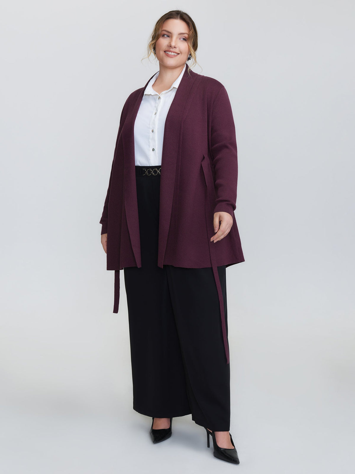 Supersoft Shawl Collar Belted Knit Cardigan