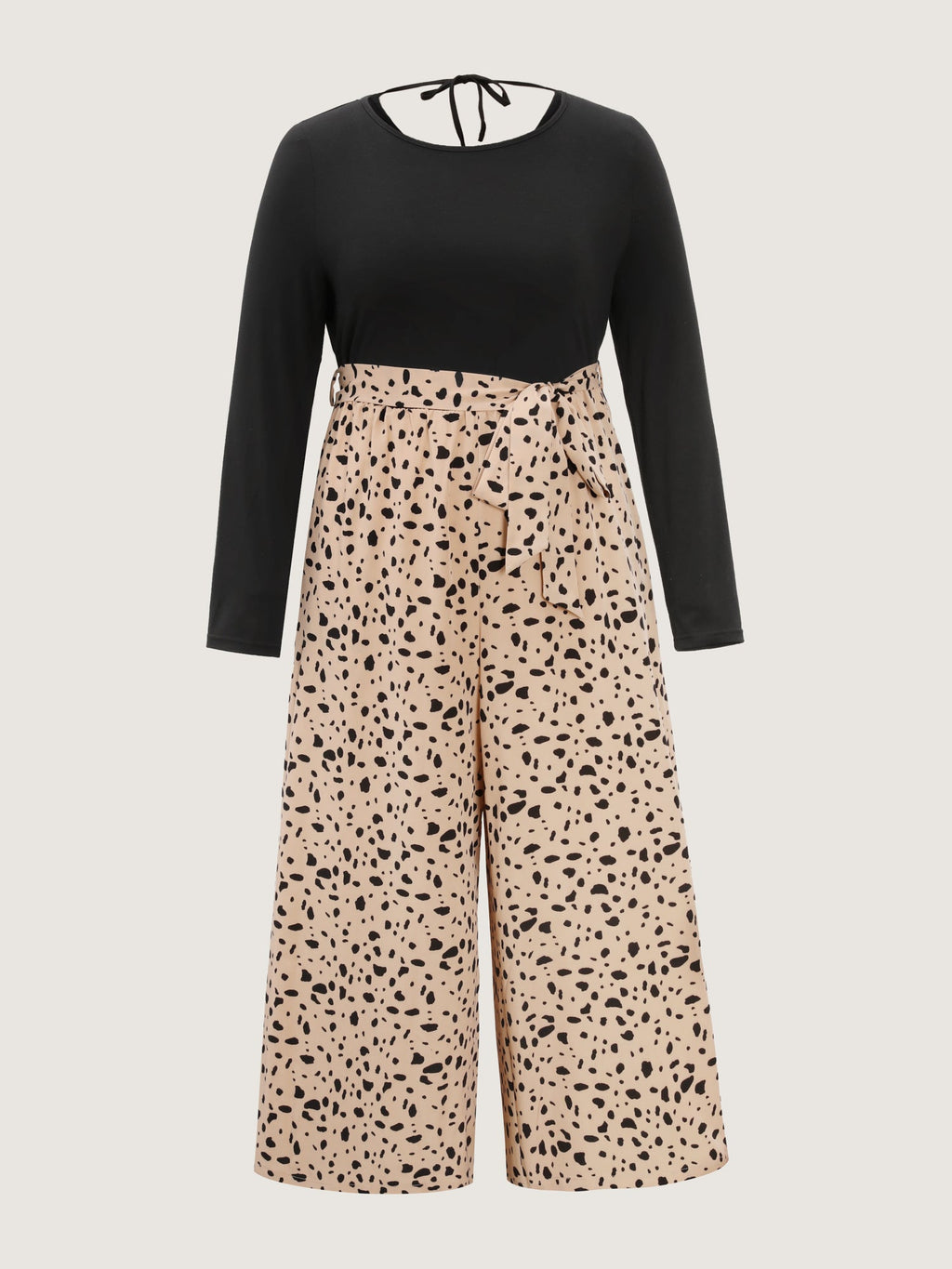 Colorblock Leopard Print Belted Jumpsuit