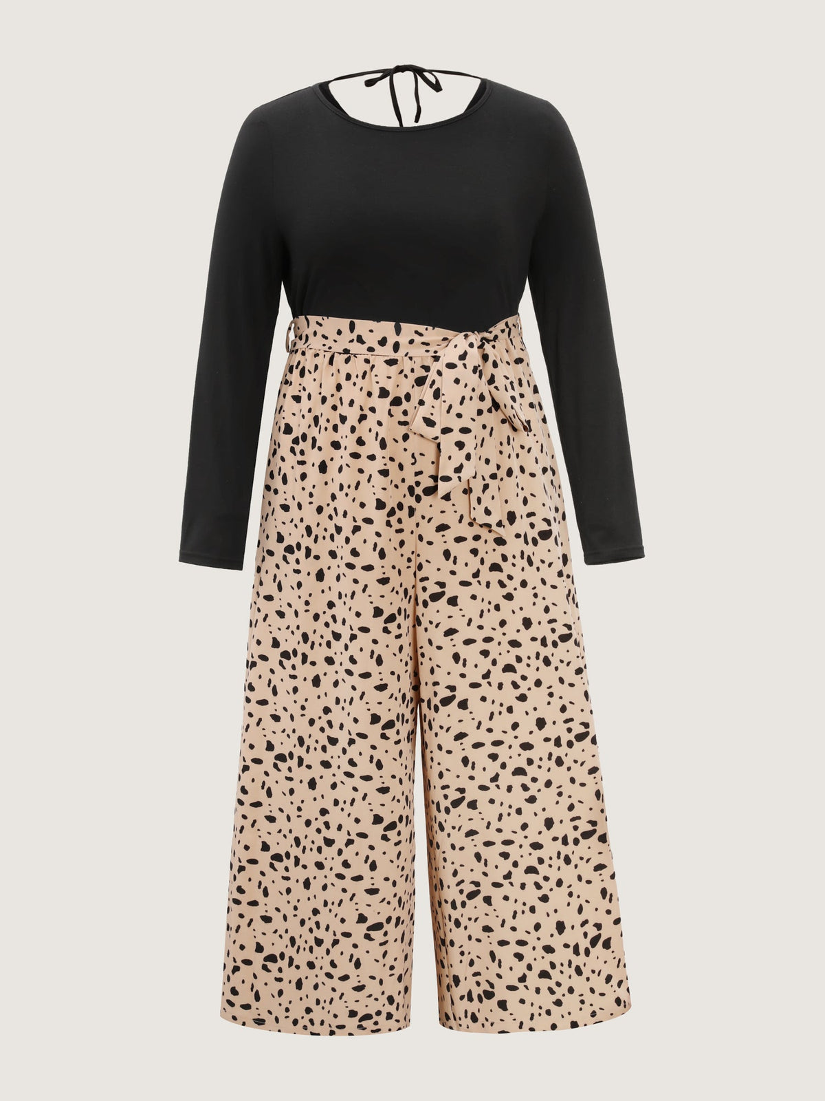 Colorblock Leopard Print Belted Jumpsuit
