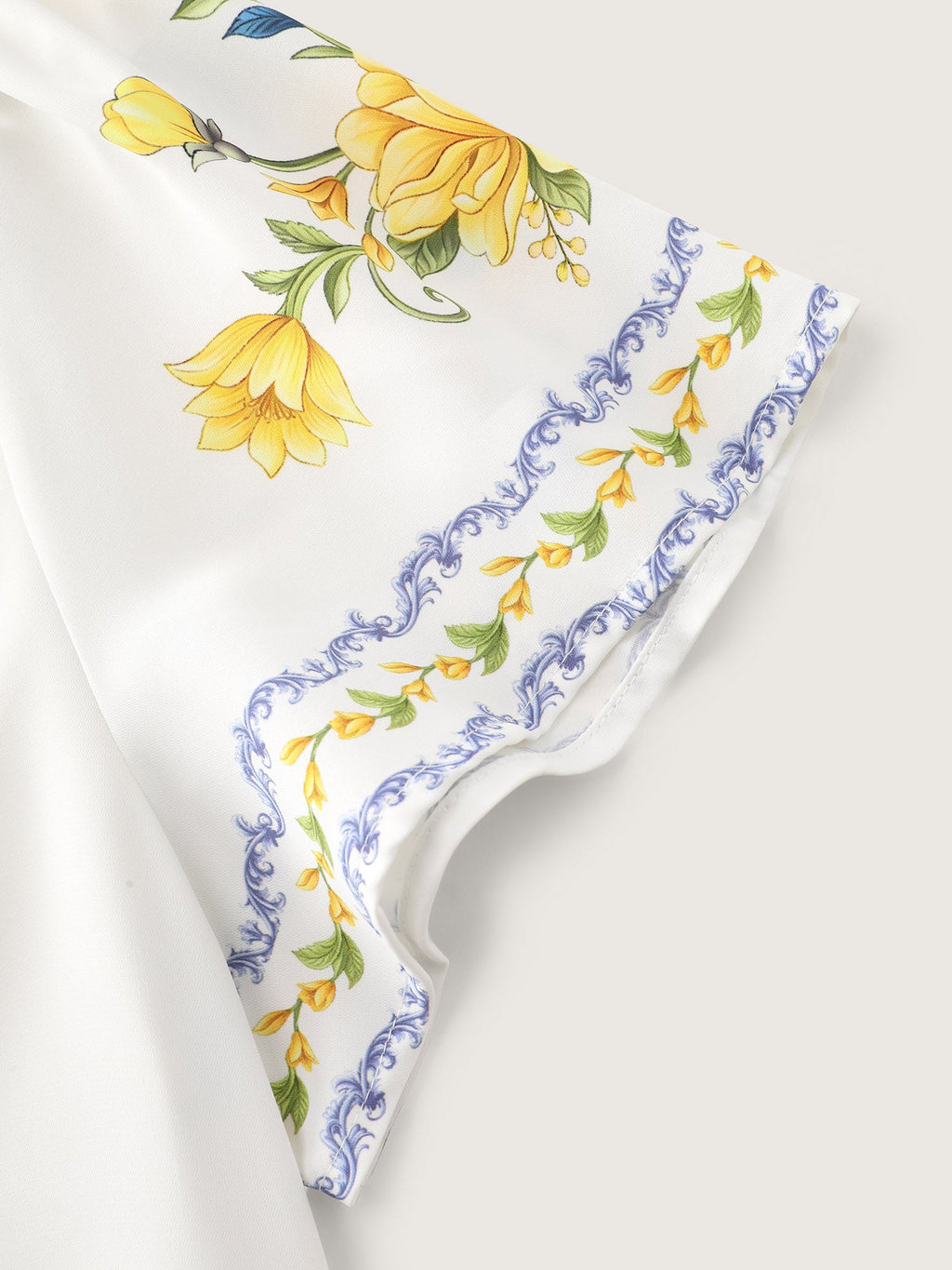 Floral Branch Print Notched Collar Blouse