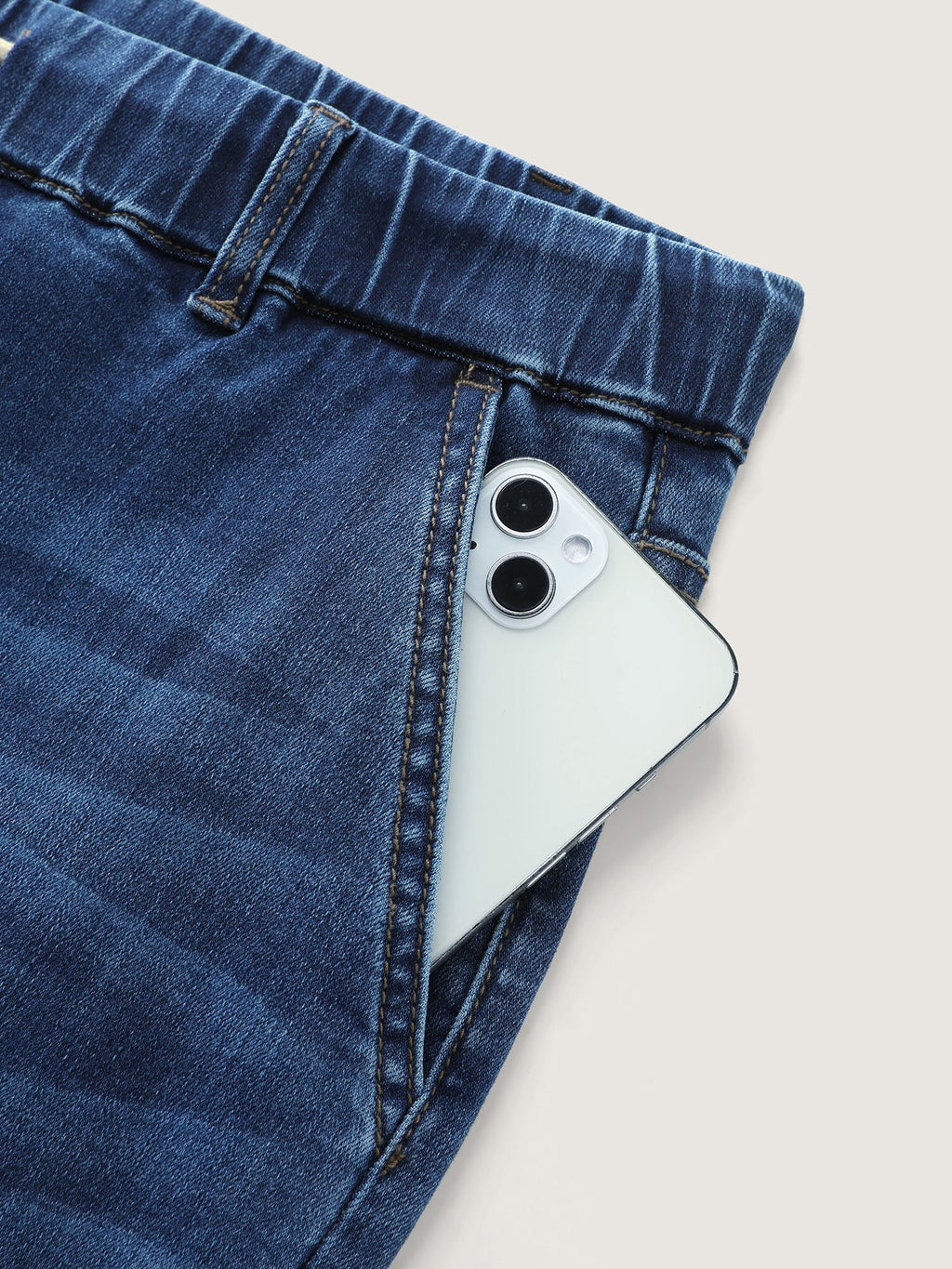 Pull-On High-Rise Drawstring Boyfriend Jeans