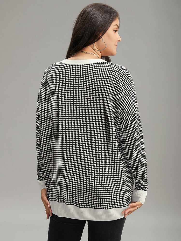 Polka Dot Patchwork Button Through Cardigan