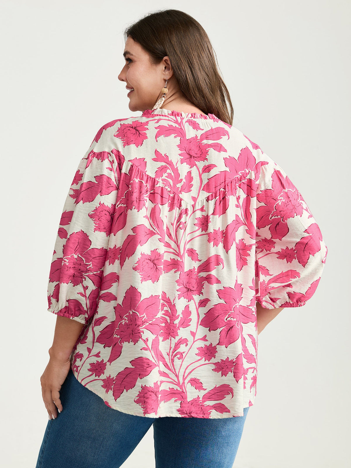 Sweet Floral Print Button Front Blouse
