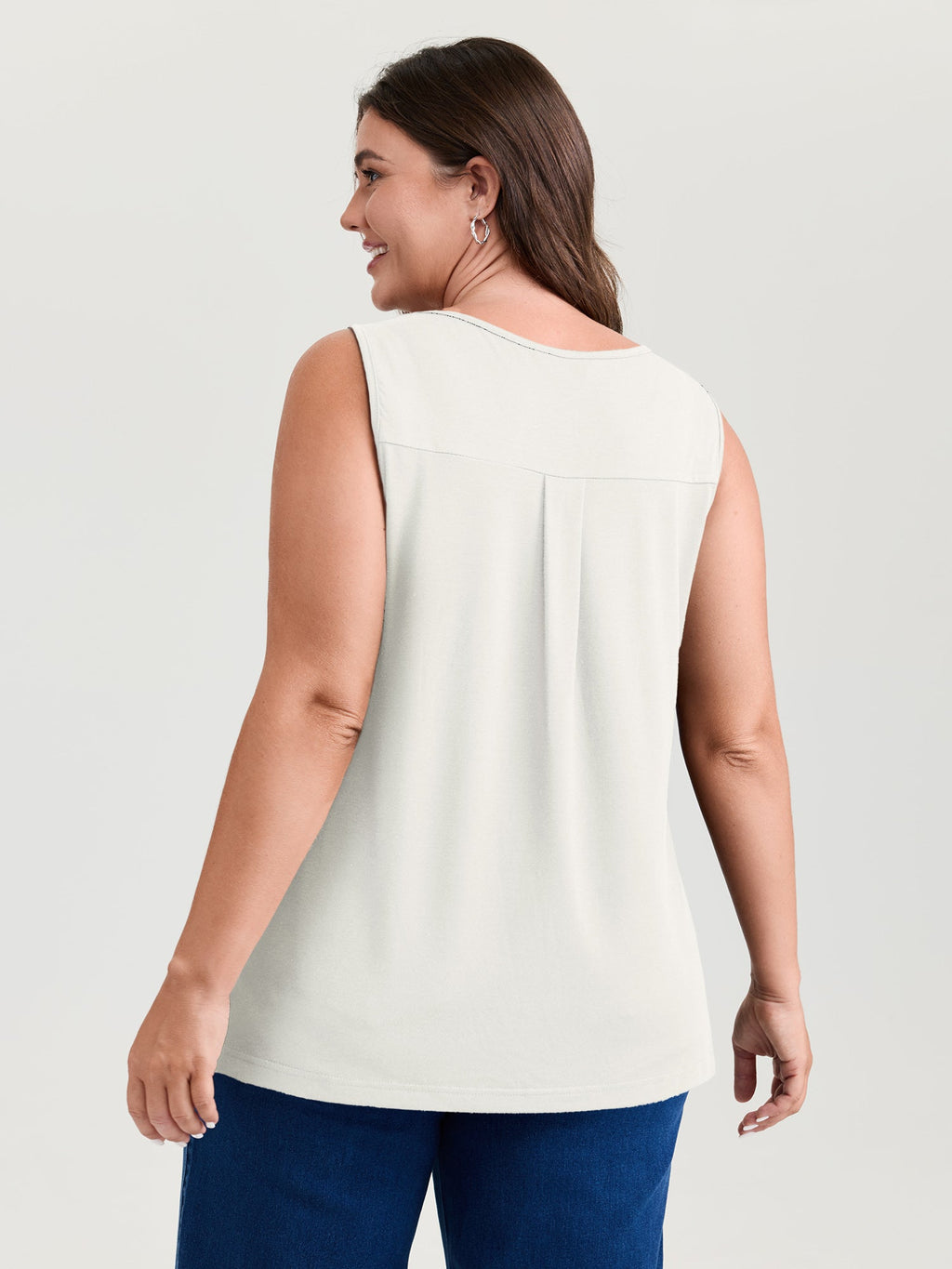 Stretchy V-Neck Pleated Tank Top