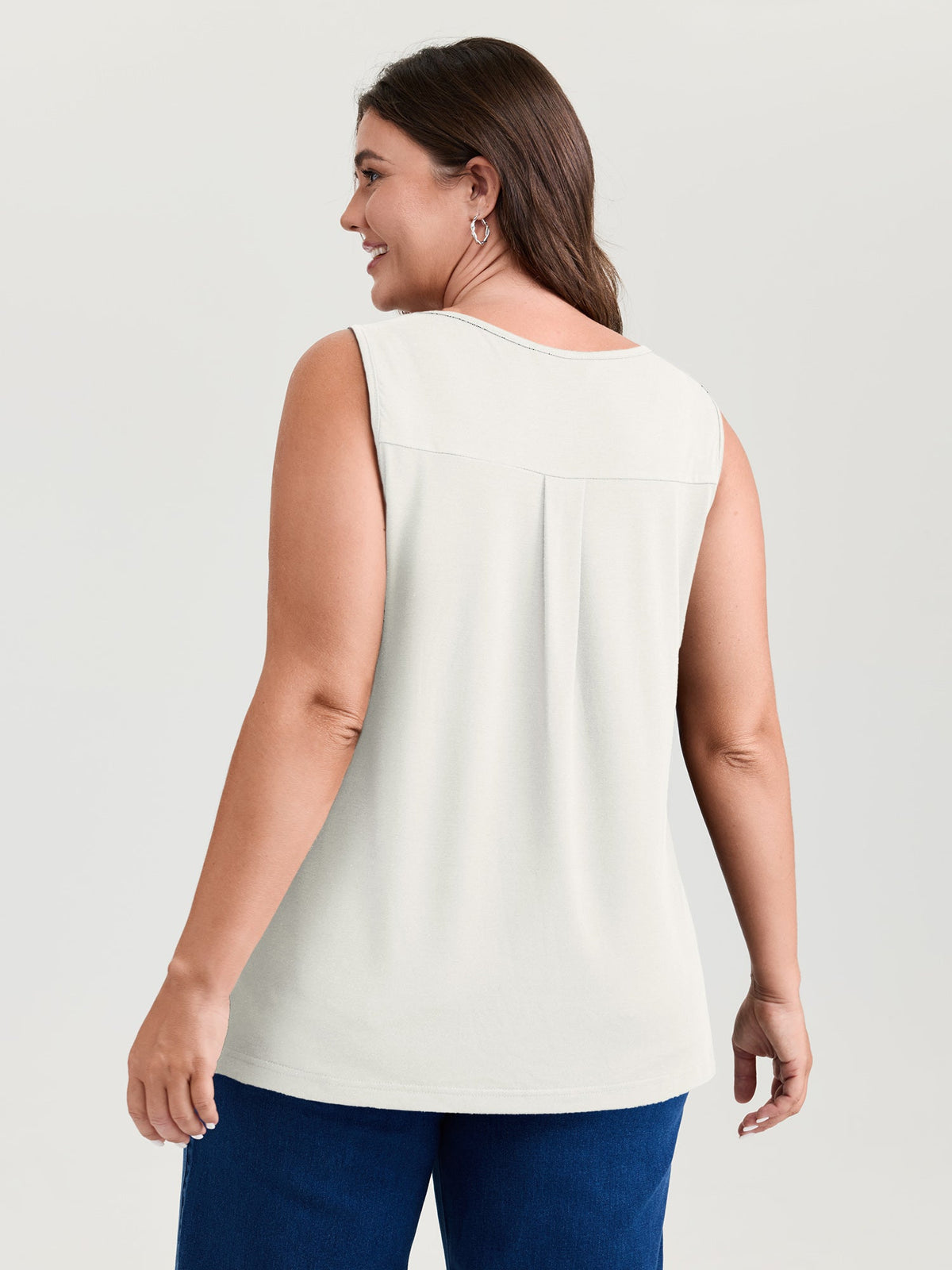 Stretchy V-Neck Pleated Tank Top