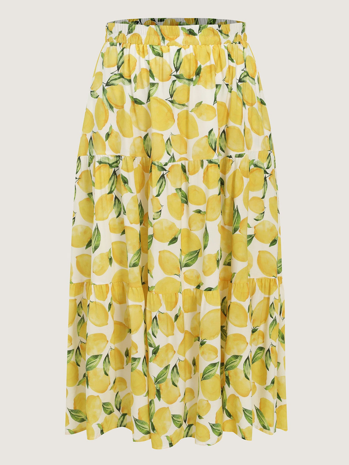 Fresh Lemon Print Maxi Skirt