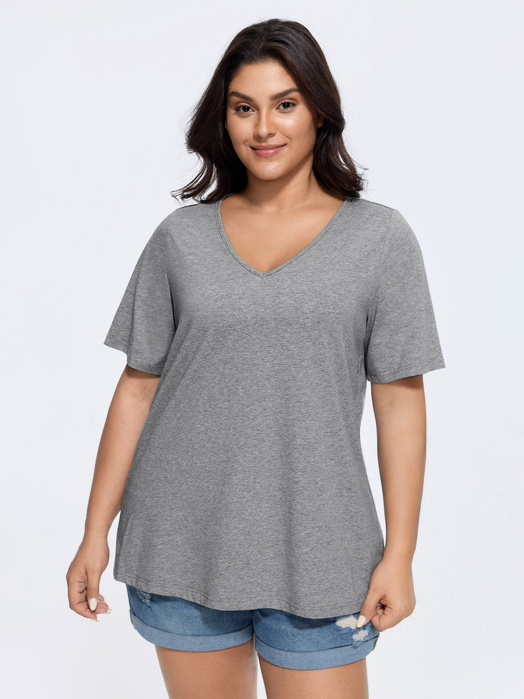 Cotton V Neck Plain Basic T-shirt