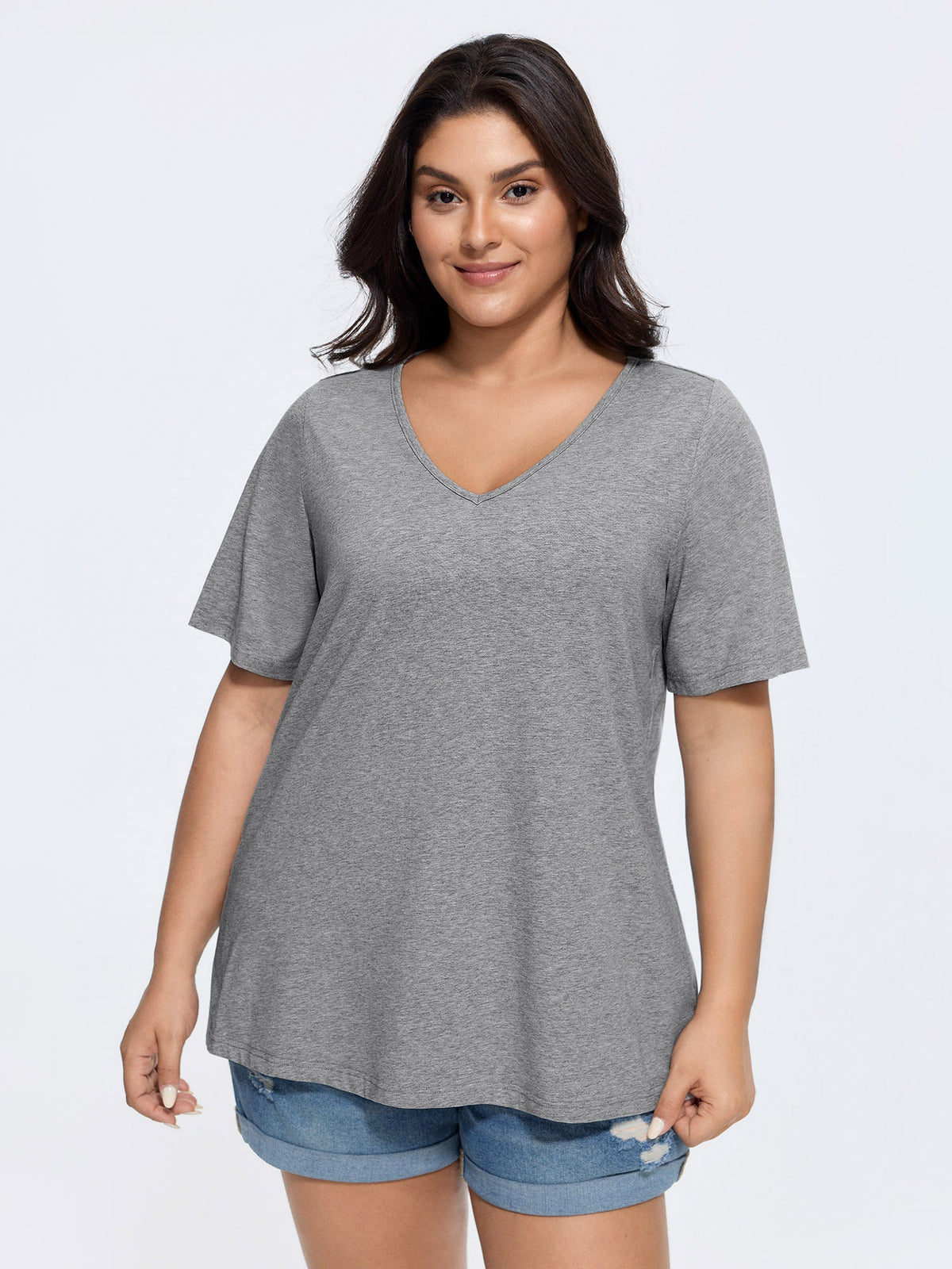 Cotton V Neck Plain Basic T-shirt