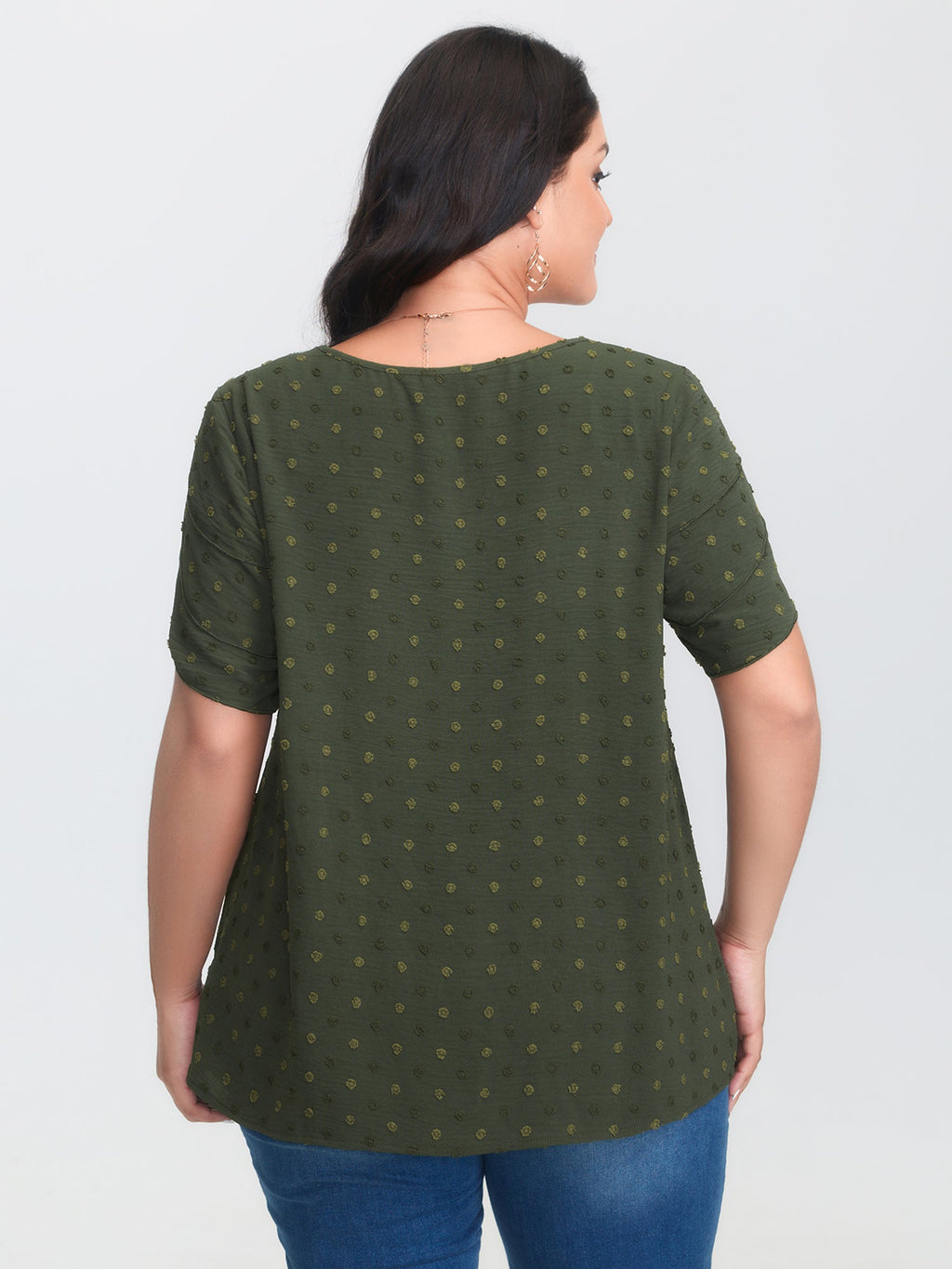 Textured Color Contrast Petal Sleeve Blouse
