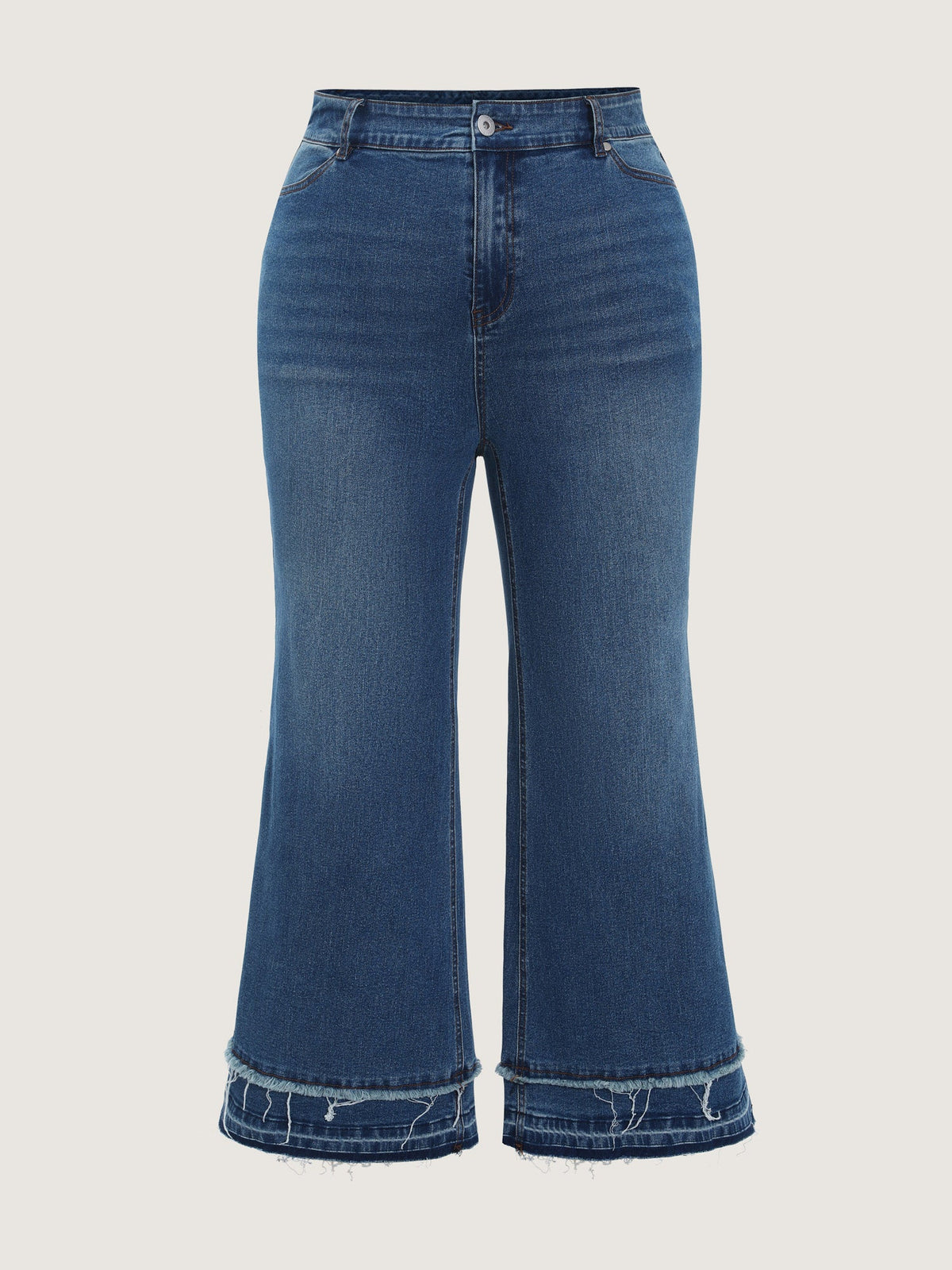 Stretchy Layered Hem High-Rise Flared Jeans