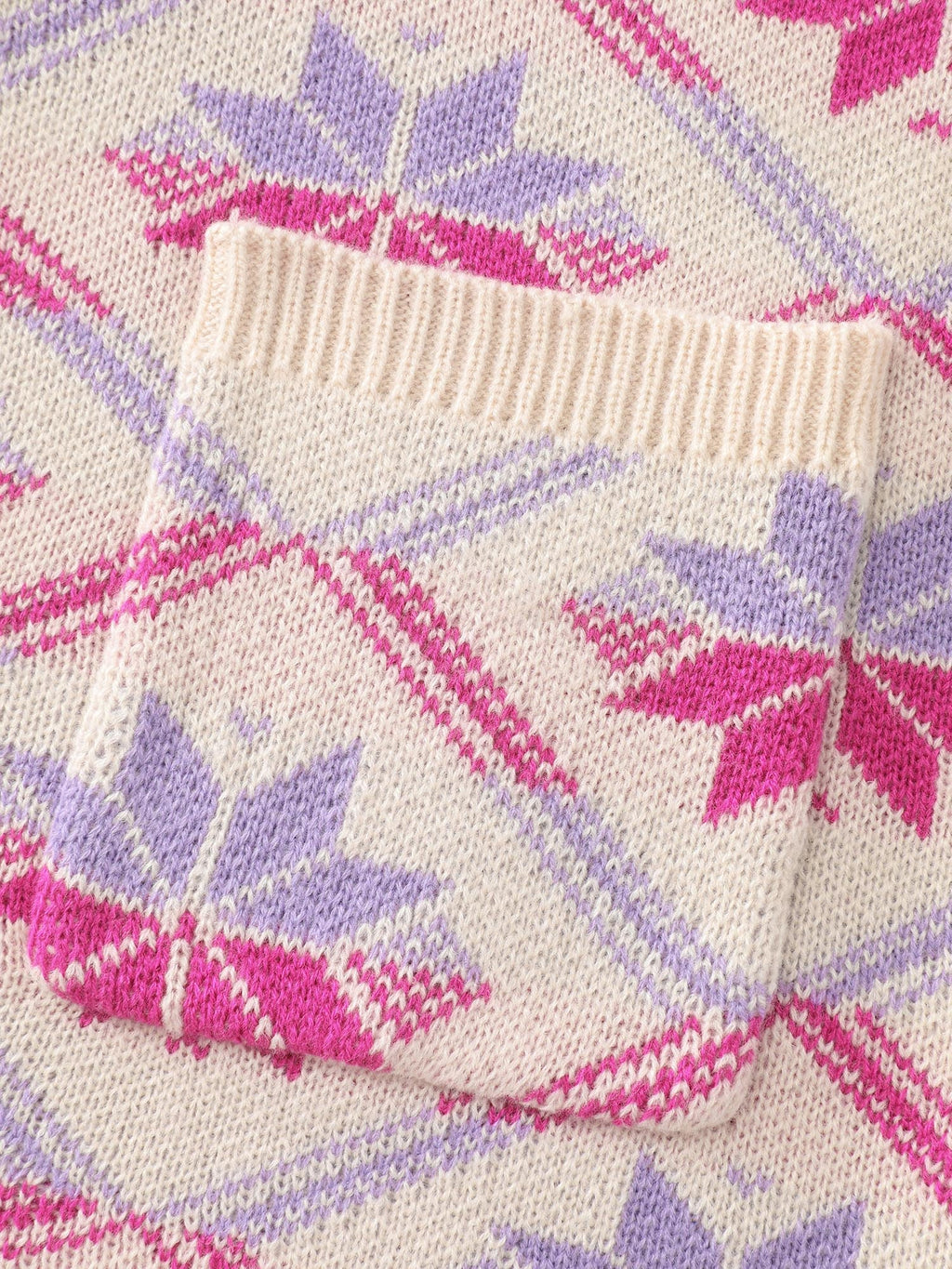 Geometric Snowflake Pattern Pockets Knit Cardigan