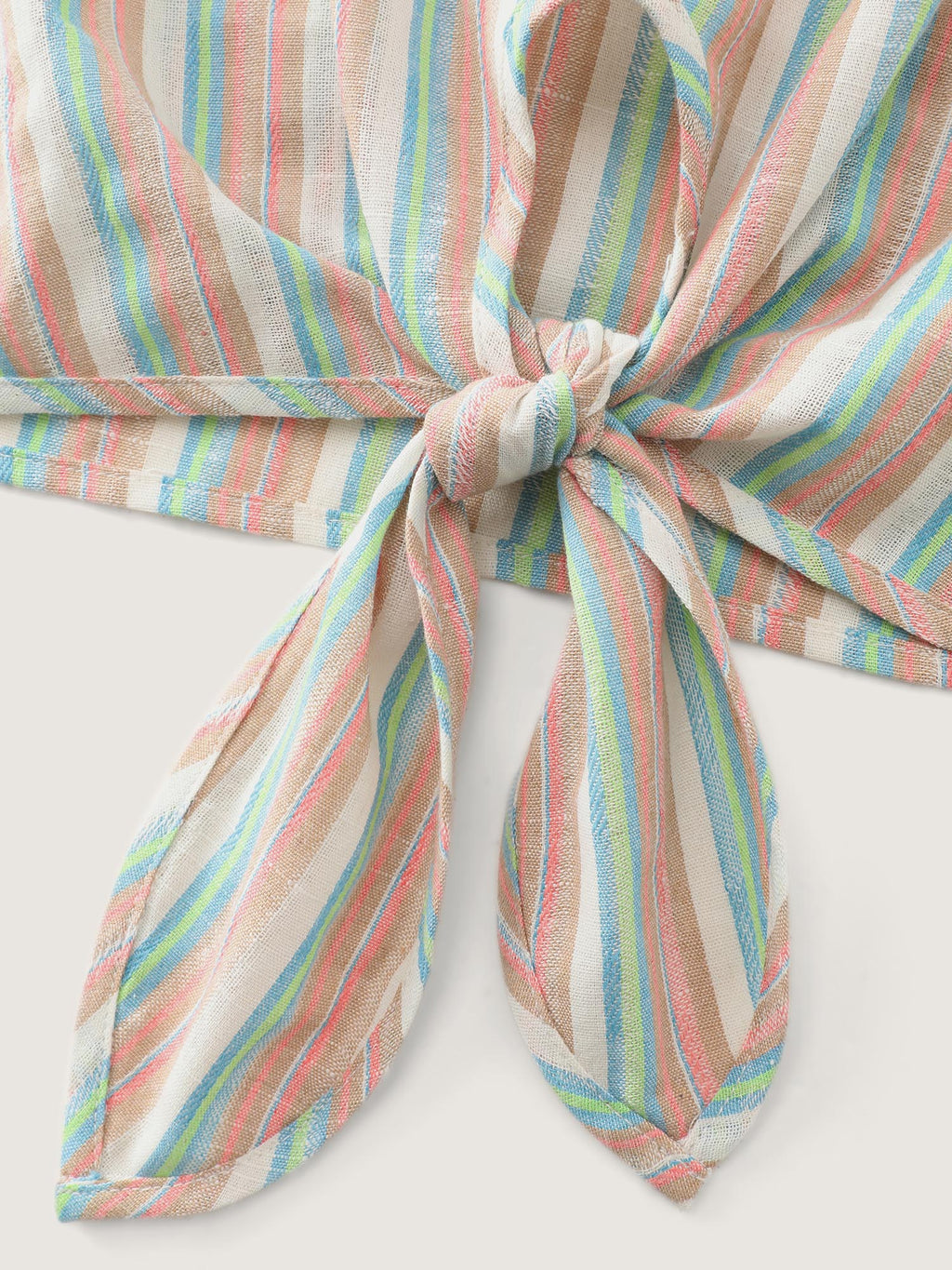 Striped Print Knotted Front Blouse
