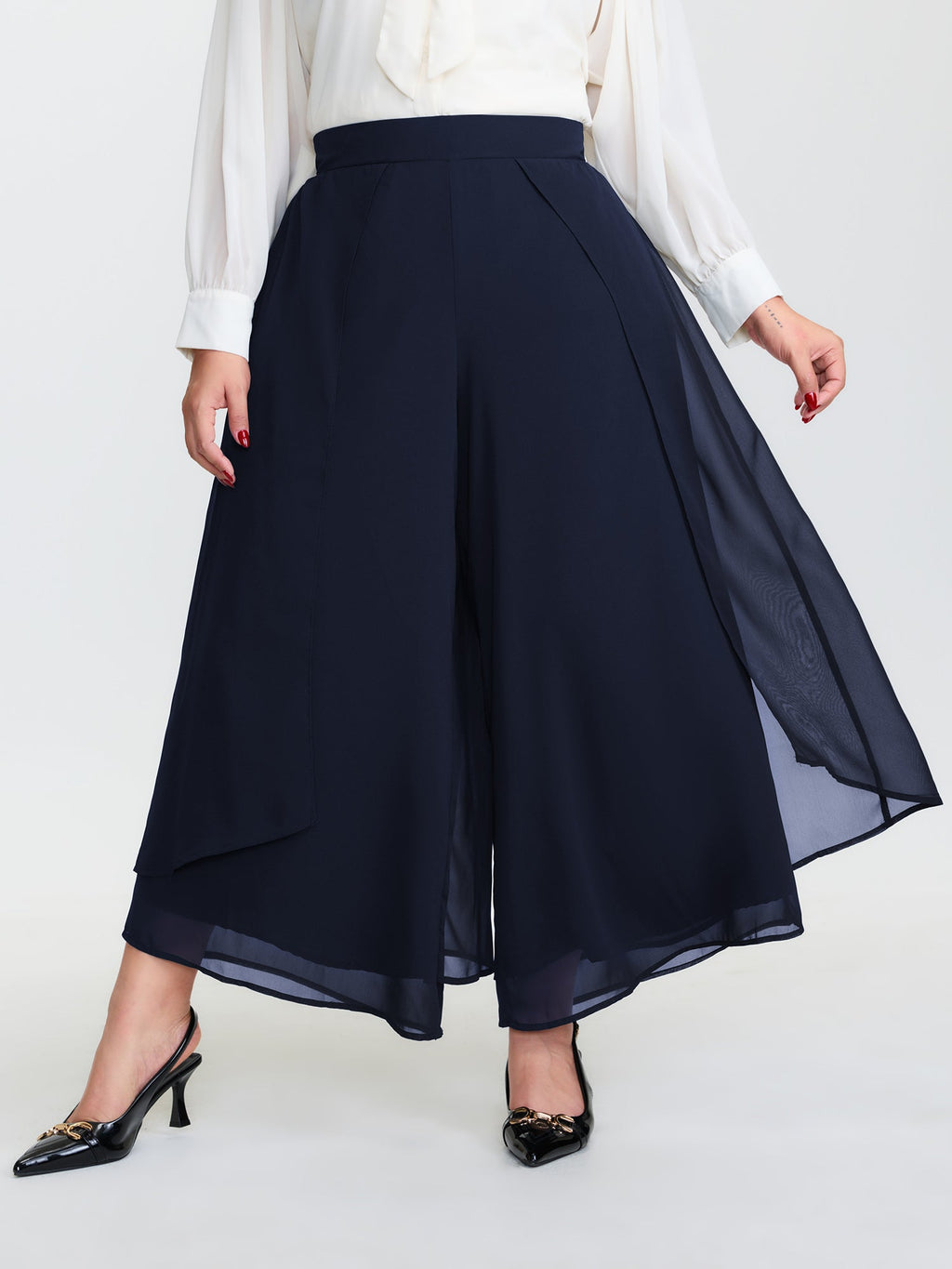 Chiffon Stretchy Waist Flowy Pants