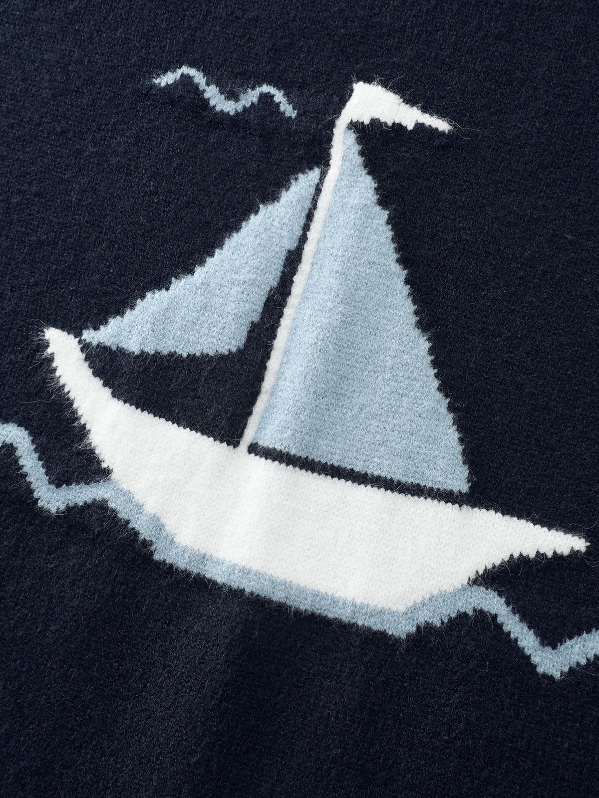 Jacquard Sail Pattern Color Contrast Pullover