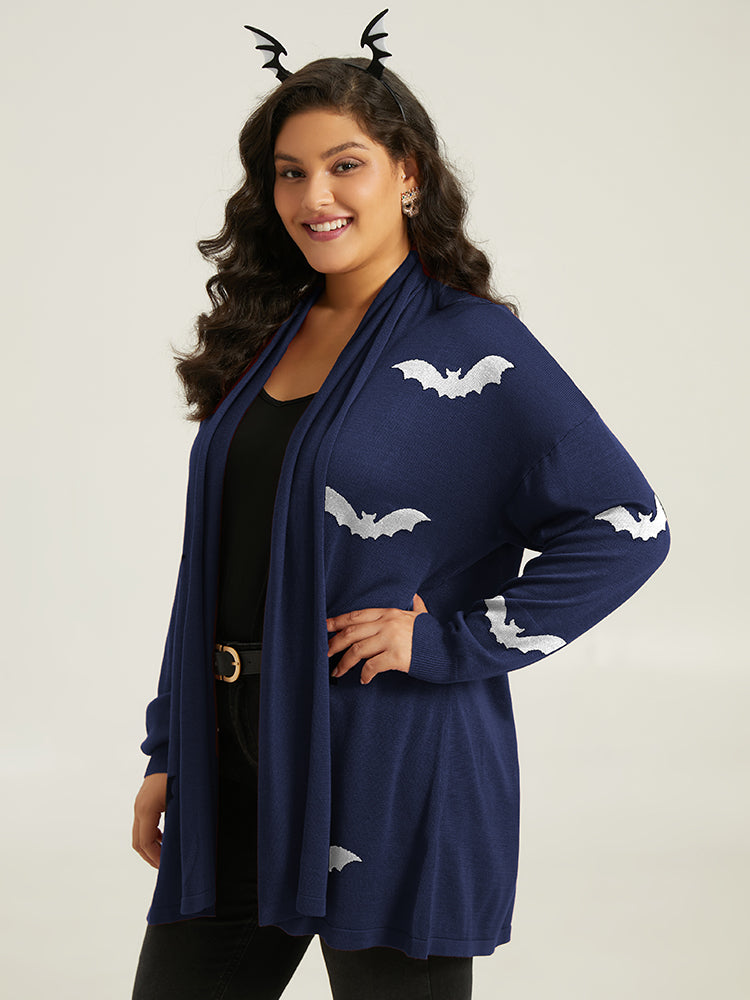 Supersoft Essentials Halloween Bat Pattern Lapel Collar Cardigan
