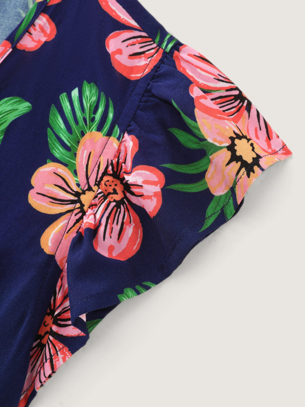 Colorful Floral Print Ruffled Sleeve Blouse