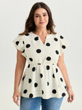 Polka Dots Ruffled Sleeve Flowy Blouse