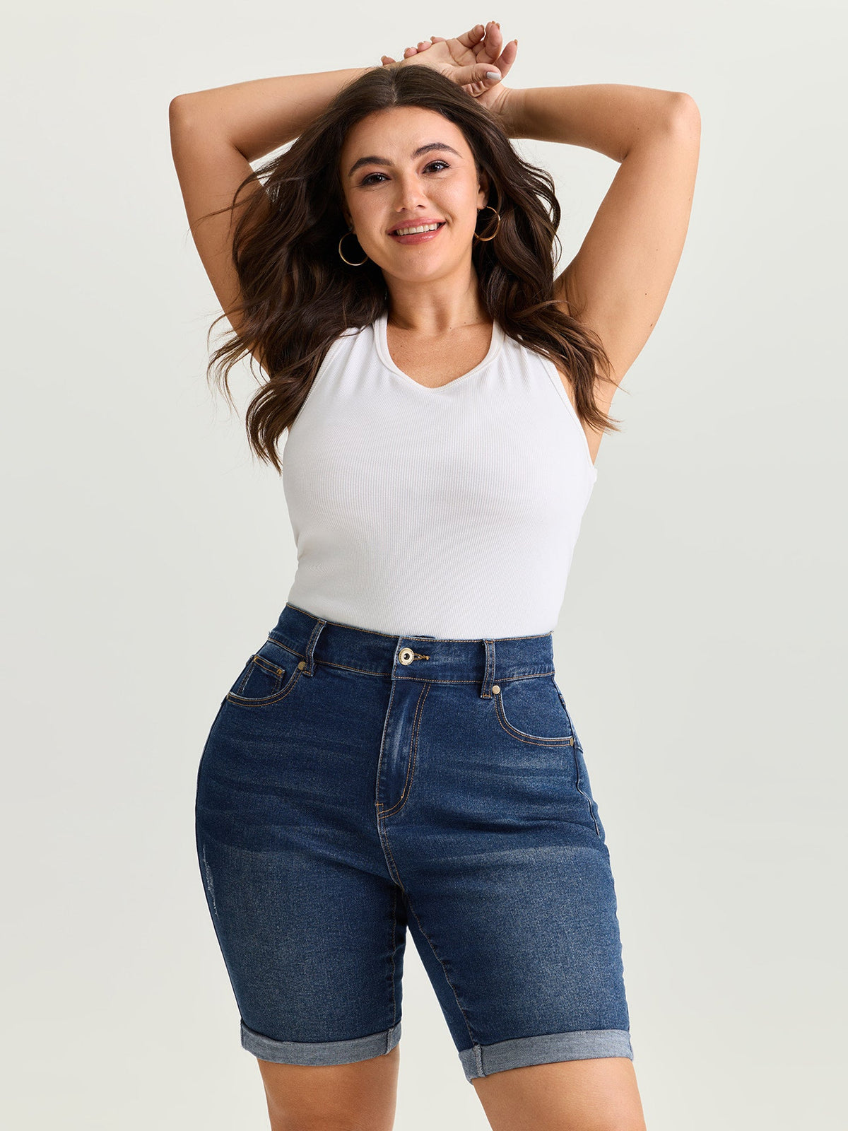 Hip Lifting No Gap Waist Skinny-Fit Denim Shorts