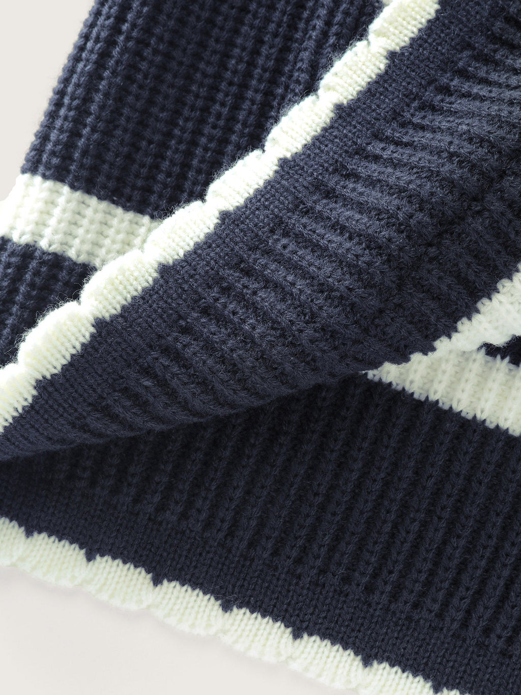 Striped Sailor Collar Pockets Knit Cardigan