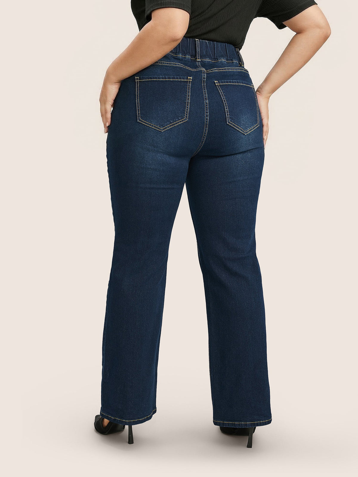 Elastic Waist Stretchy Bootcut Flared Jeans