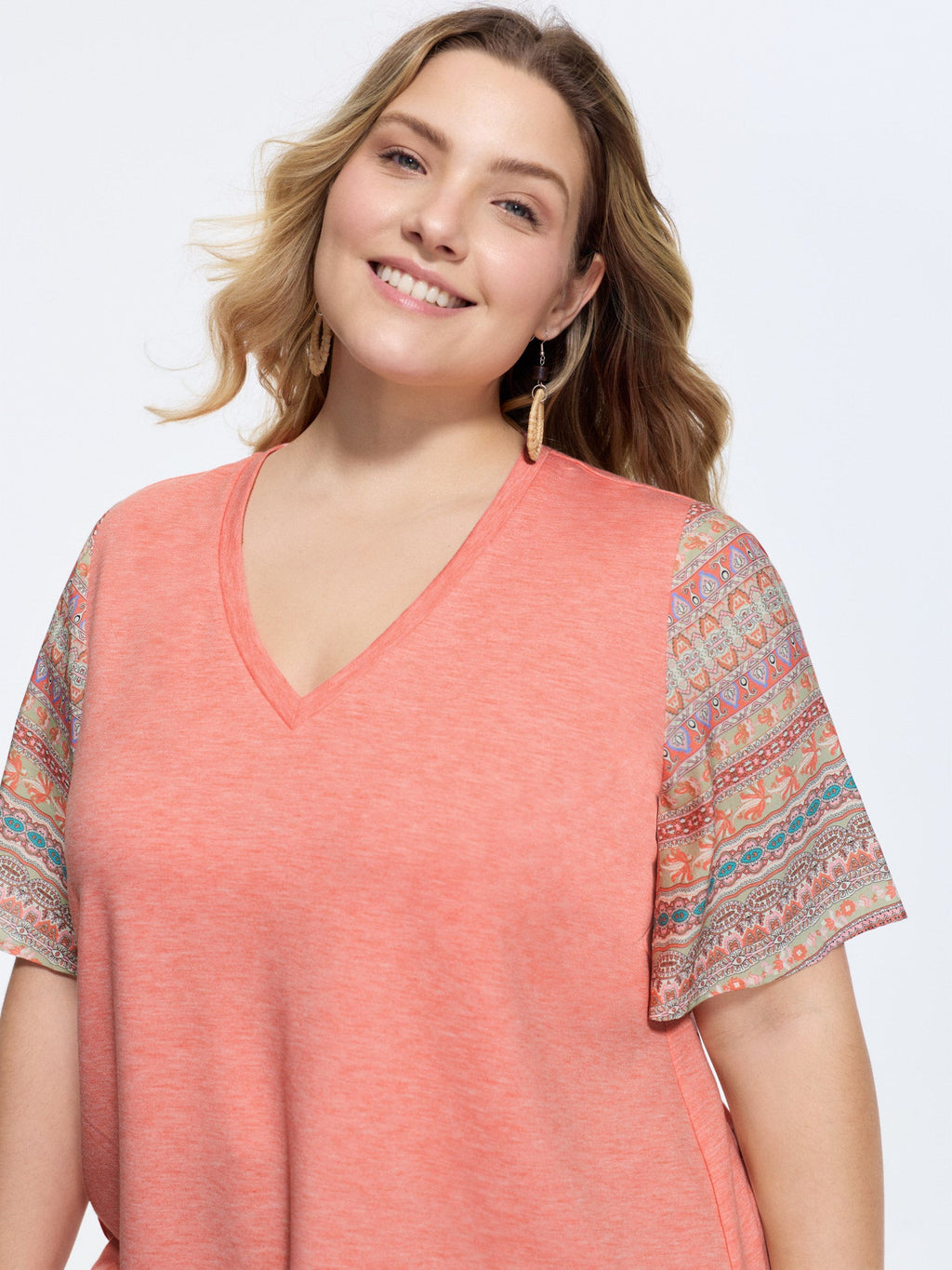 Colorful Boho Sleeve V-Neck Blouse
