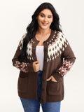 Fair-Isle Yoke Button Knit Cardigan