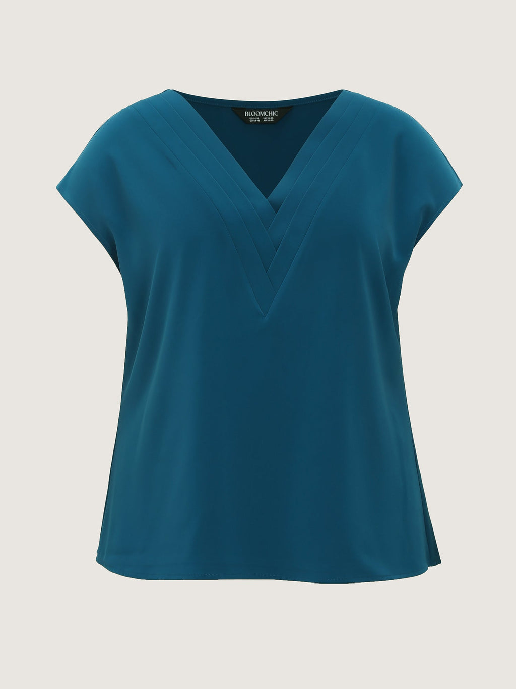 Pleated V-Neckline Dolman Sleeve Blouse