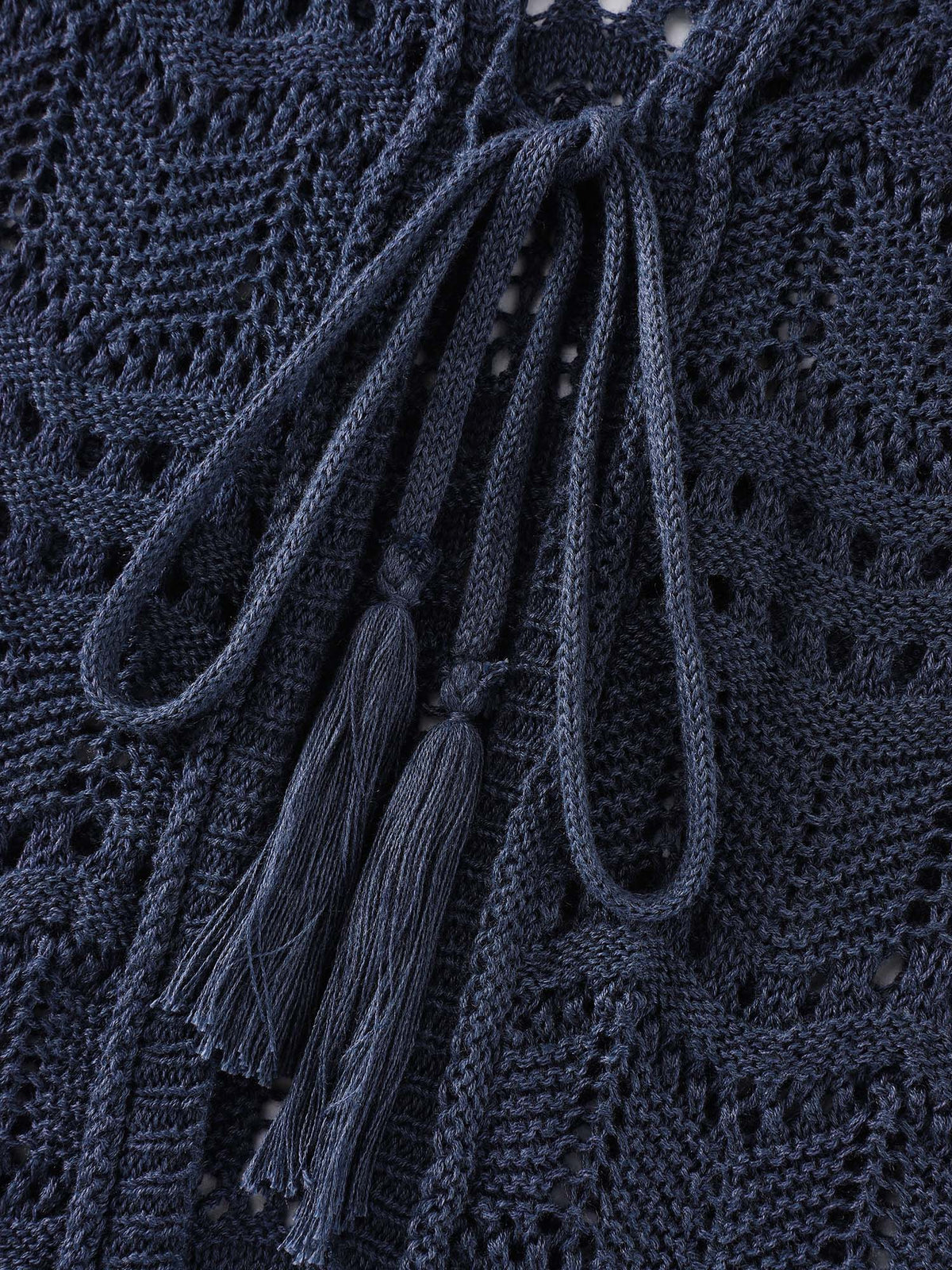 Hollow Out Scalloped Hem Front Tie Sweater Vest