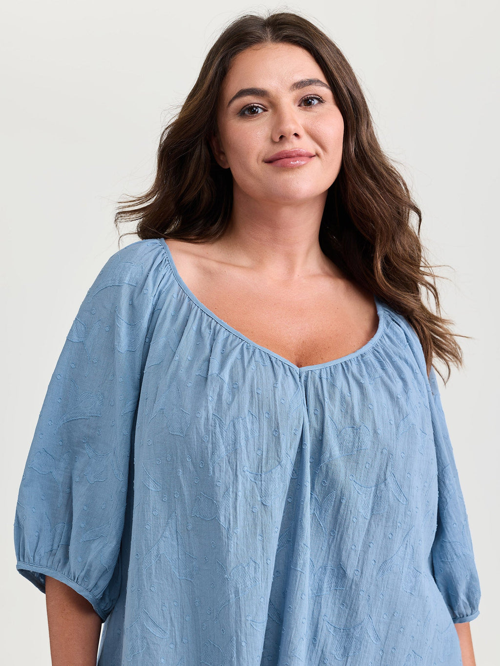 Pure Cotton Jacquard Pleated Blouse