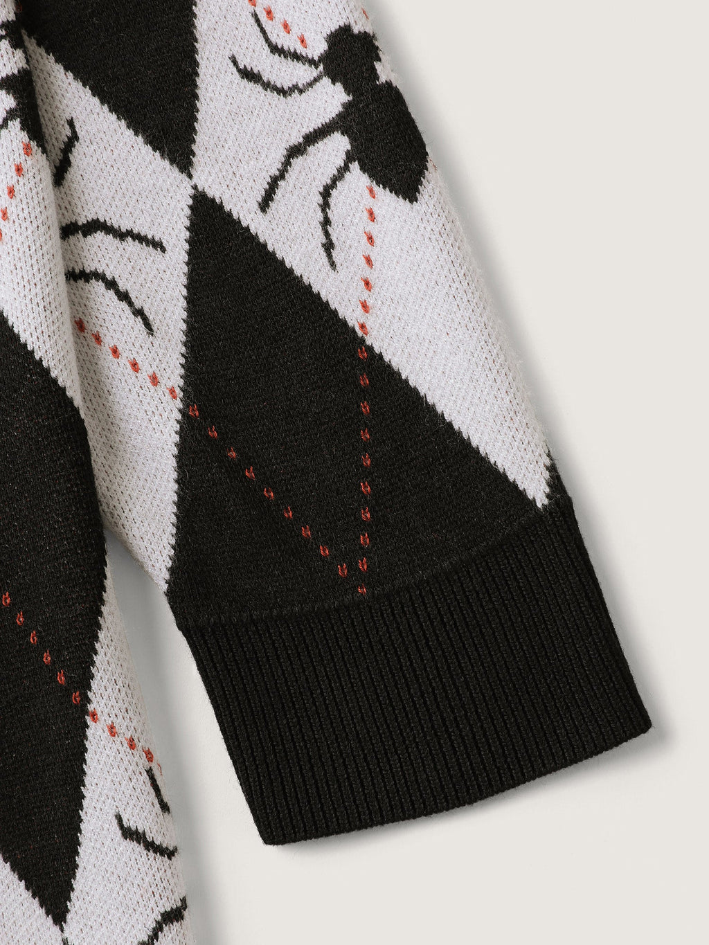 Spider Check Jacquard Pockets Knit Cardigan