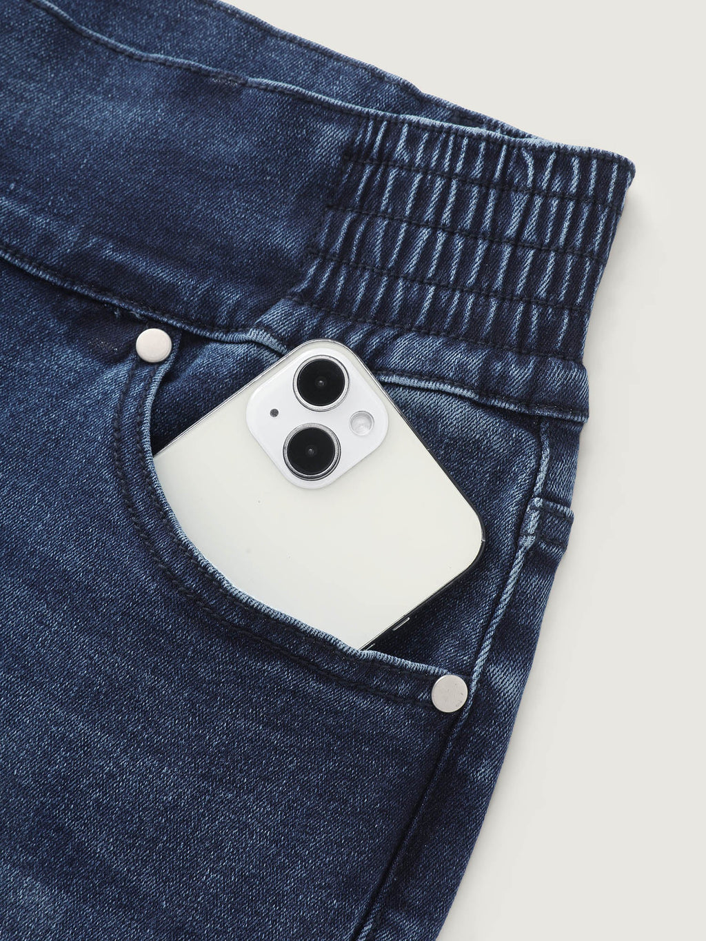 Stretchy Shirred Waist Cropped Jeans