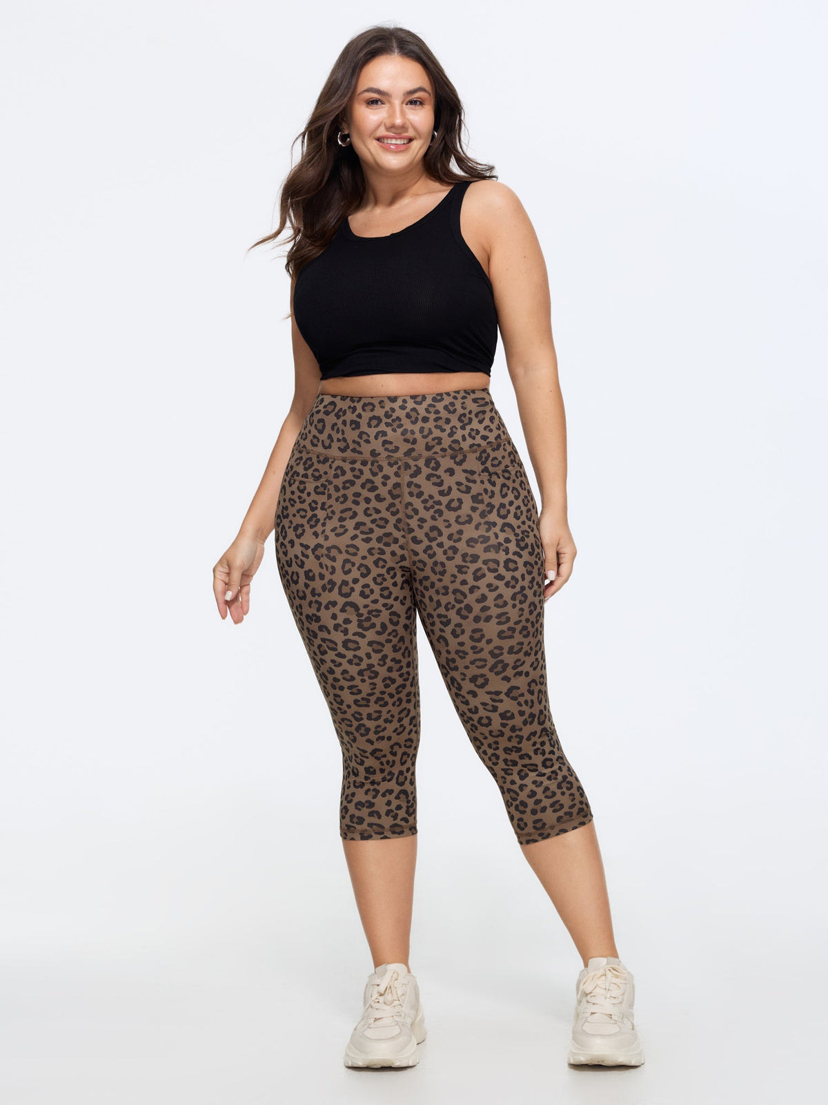 Stretchy Leopard Print Wide Waistband Leggings