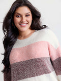 Colorblock Faux Mink Fur Pullover
