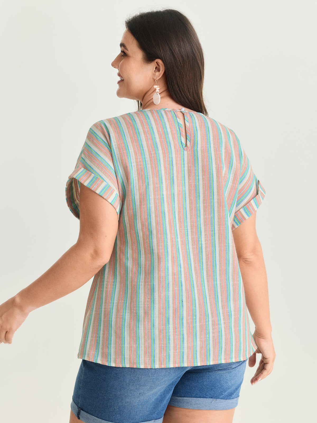Striped Print Knotted Front Blouse