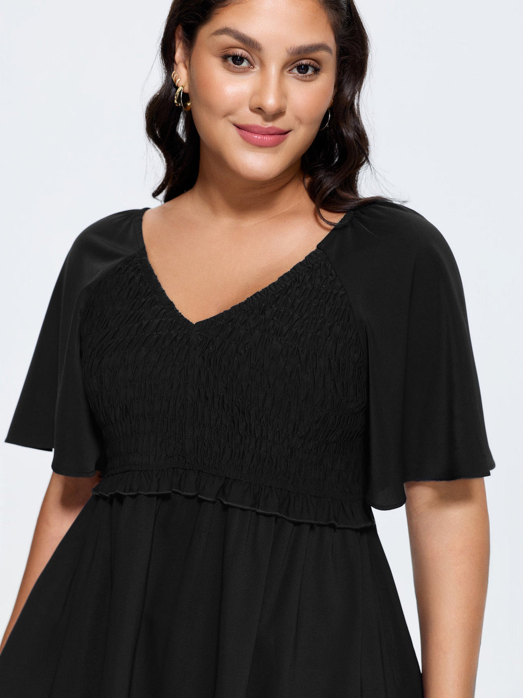 Shirred Back Fit And Flare Blouse