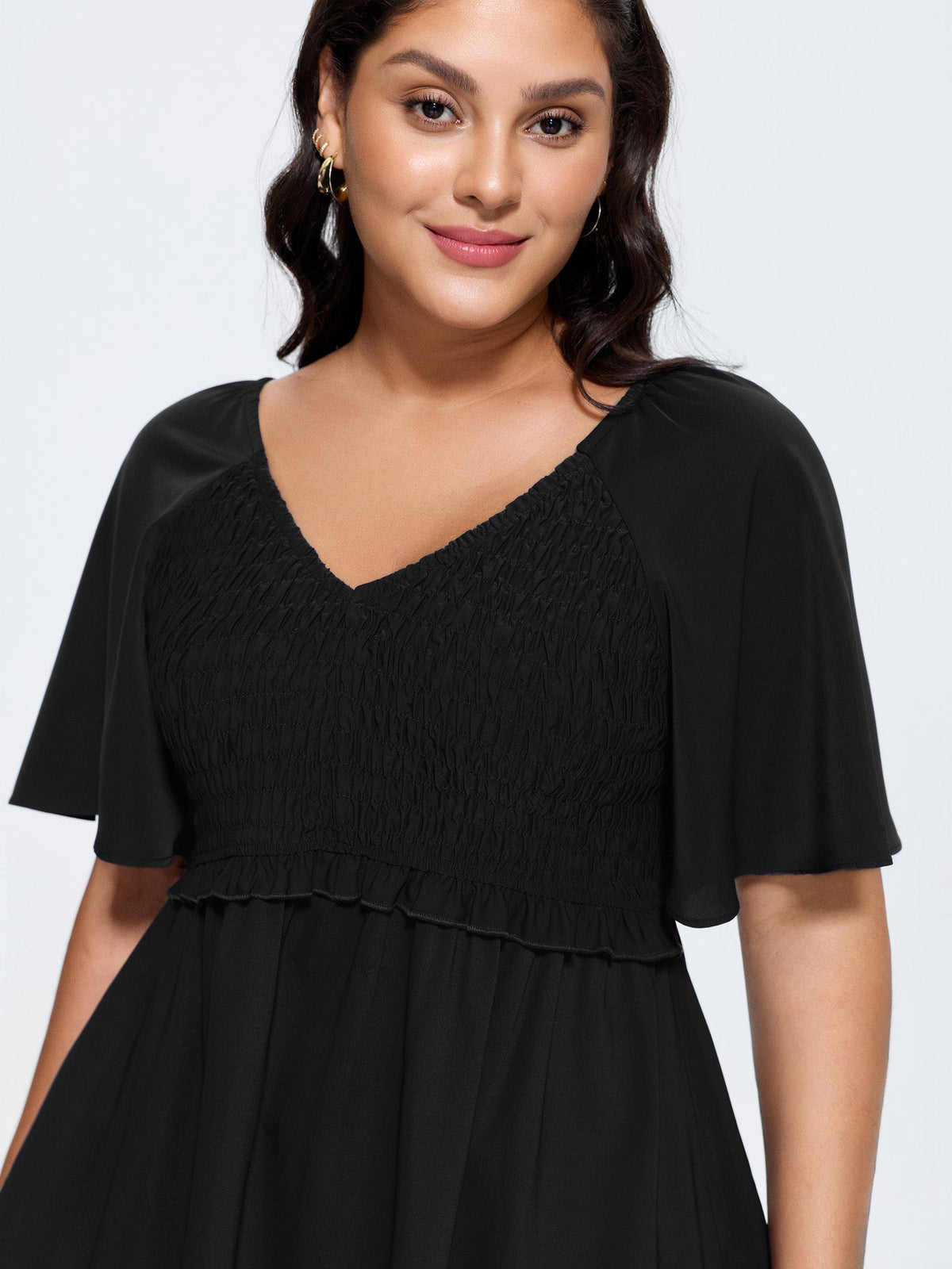 Shirred Back Fit And Flare Blouse