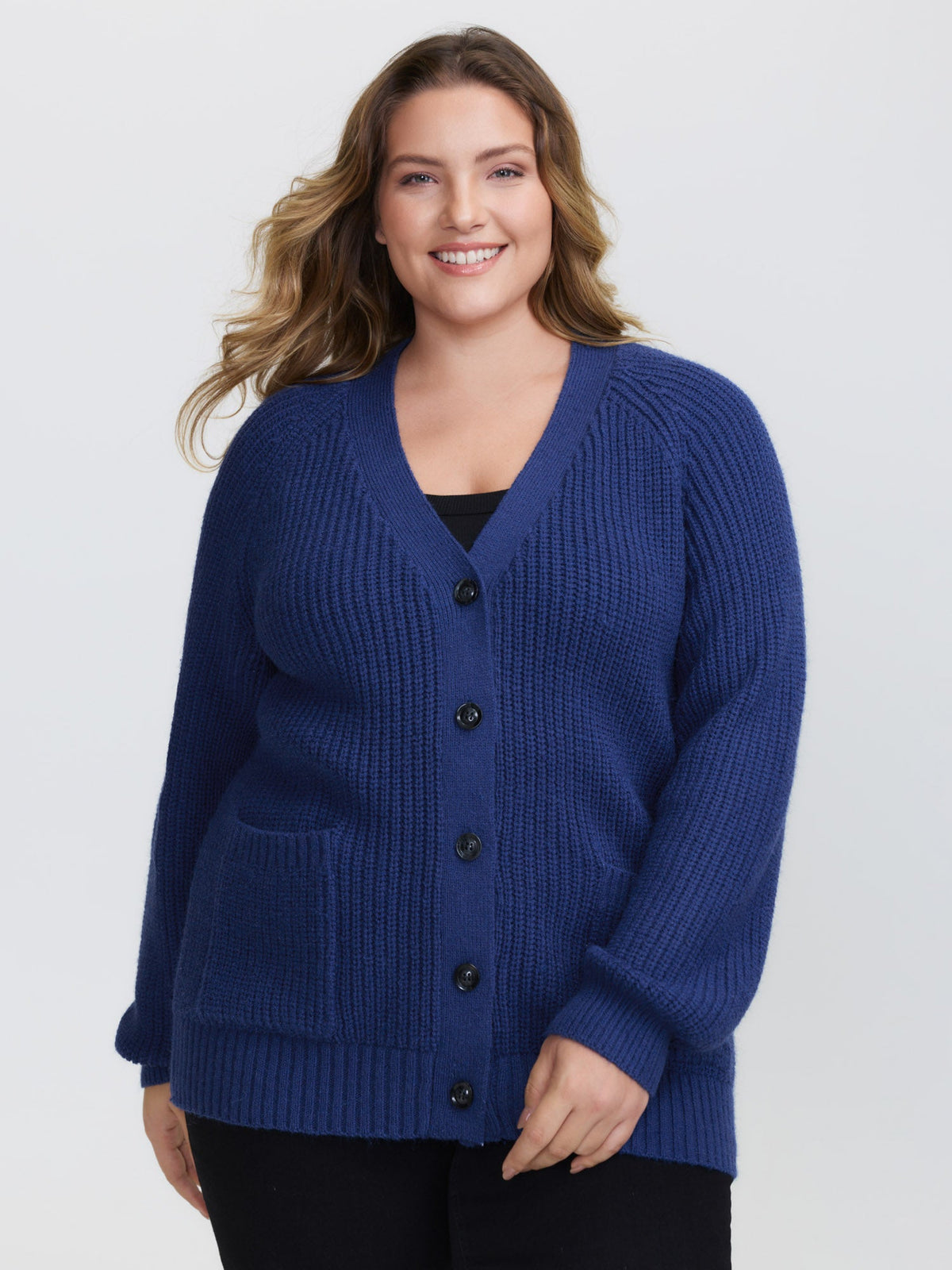 Textured V-Neck Button Knit Cardigan