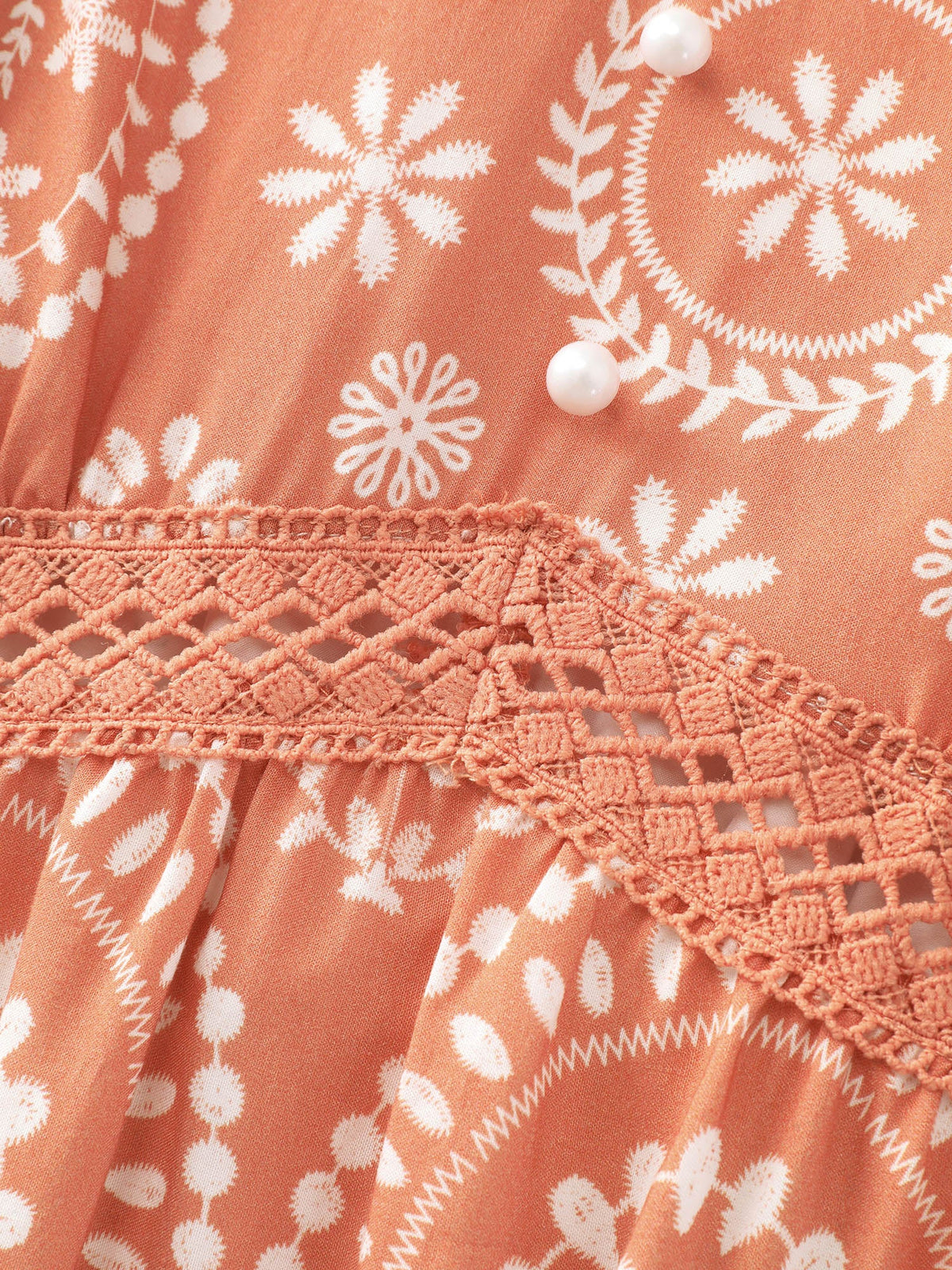Geometric Print Deep V-Neckline Mini Dress