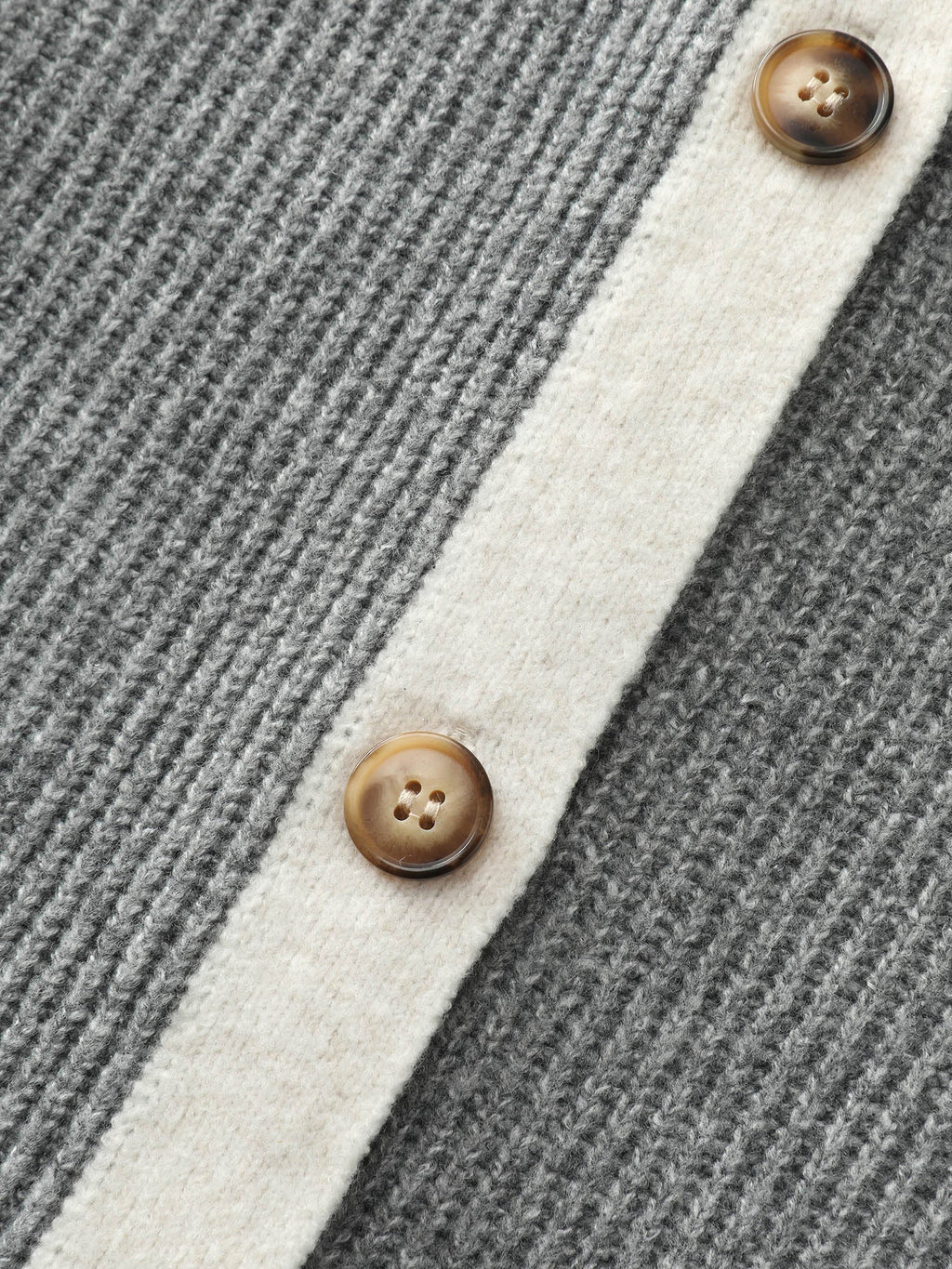 Hooded Colorblock Pockets Button Knit Cardigan