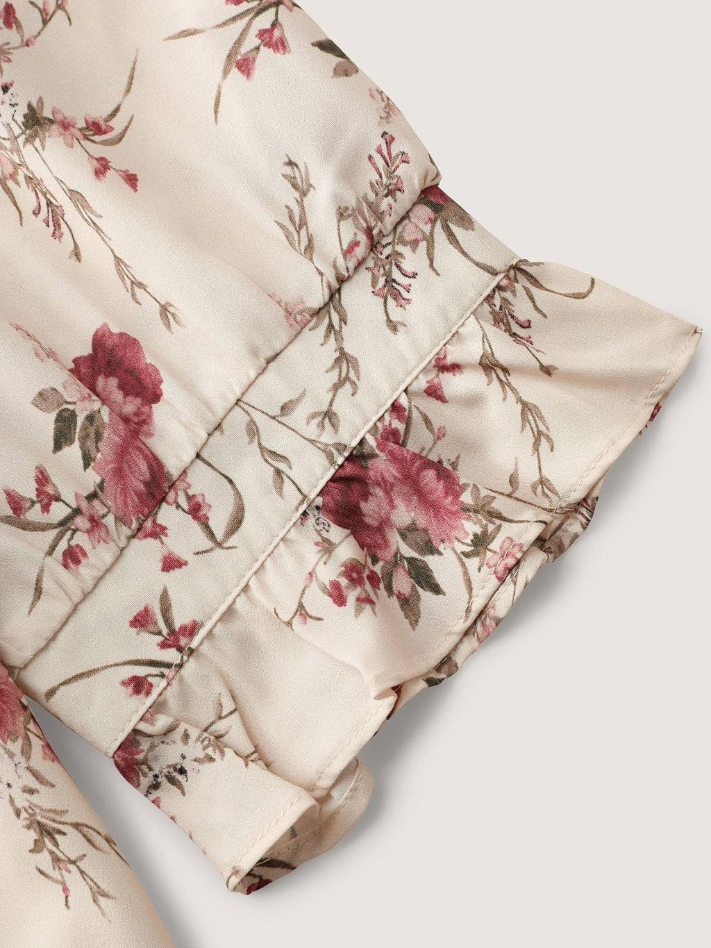 Blooming Floral Layered Hem Cut-Out Shoulder Blouse